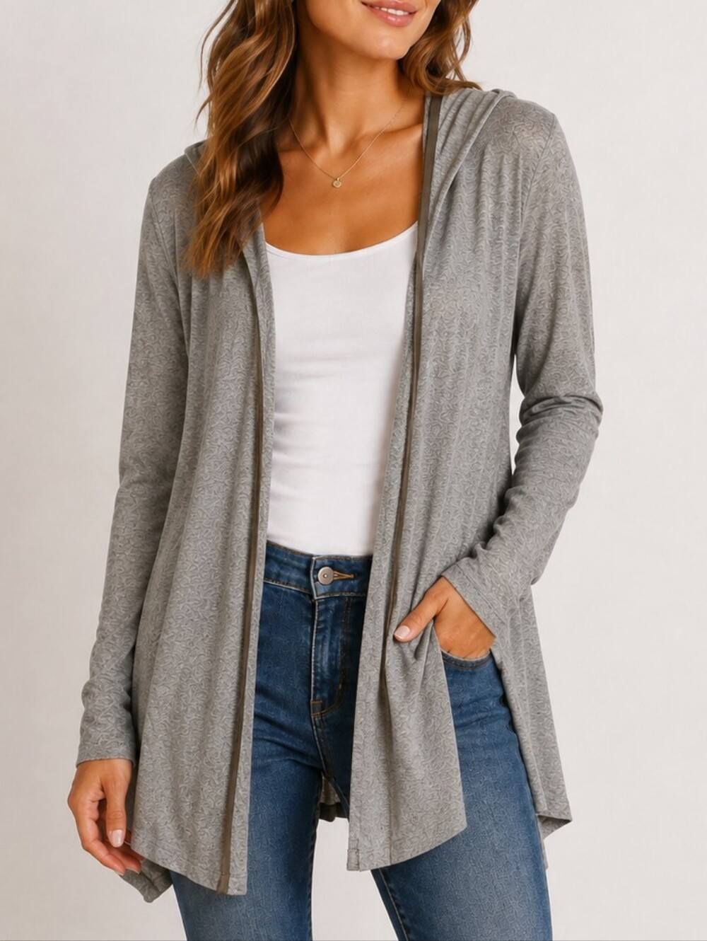 Caution To The Wind Lightweight Hooded Open Front Cardigan S
